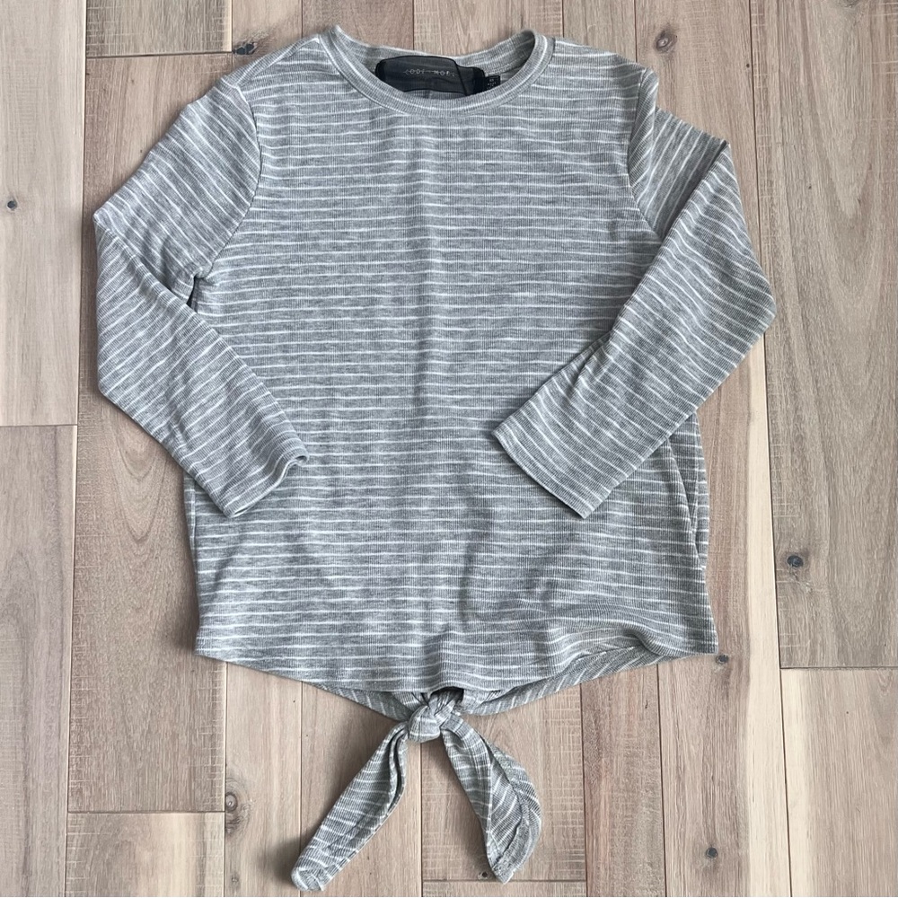Code Mode 3/4 Sleeve gray and white Striped Shirt
